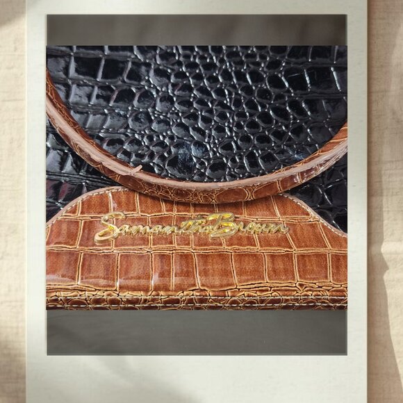 Samantha Brown Croco Black Brown Weekender Bag | Carryon Luggage | Makeup Case - Picture 4 of 7